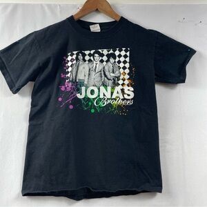Jonas Brothers Tour T-Shirt 2008 Youth LG Black Burning Up Pop Music VTG Y2K